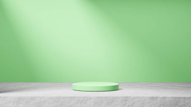 Arka planda güneş ışığı olan çimento üzerinde izole deniz sahnesi podyumu, deniz kenarı sahne arka planı, ürün değiştirme.