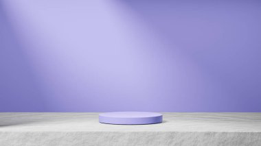 Ayrı bir kış leylağı podyumu çimentoda, arka planda güneş ışınları ışığı, soluk kış leylağı arka planda, ürün değişimi