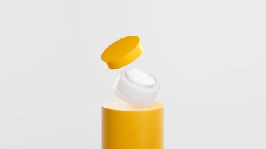 İzole edilmiş beyaz ot kremi, yangın tüpü podyumunda yüzen esrar kremi, ateş kapaklı yüzen ot kremi, beyaz arka plan.