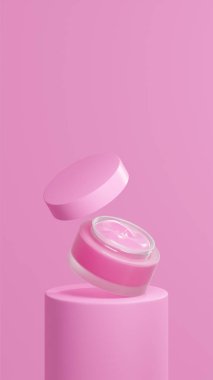 İzole edilmiş yüzen şampuan kremi, şampuan tüpü podyumunda yüzen esrar kremi, şampuan kapaklı yüzen esrar kremi, şampuan arka planı.