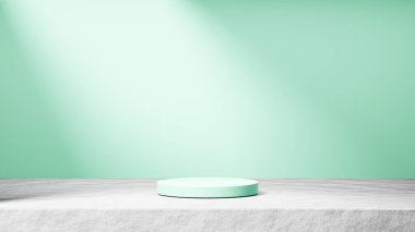 Arka planda güneş ışığı olan çimento üzerine izole sörf spreyi podyumu, sörf spreyi arka planı, ürün değişimi