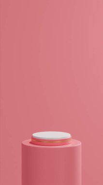 izole edilmiş ruj podyumu, altın şeritli yer yuvarlak ruj tüpü, allık arka plan.