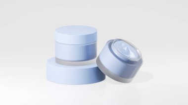 2 paket bebek mavisi göz, renkli esrar kremi şişeleri, bebek mavisi göz kürsüsünde esrar kremi şişeleri, beyaz arka planda izole edilmiş ot kremi şişeleri.