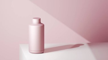 Limonata renkli içki şişesi beyaz bir masanın üzerine yerleştirilmiş, limonata arkaplanının önüne yerleştirilmiş, parlak renkli fotograf konsepti..