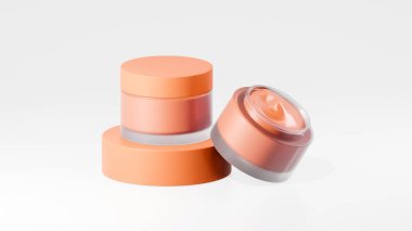 İki paket havuç renkli esrar kremi şişeleri havuç podyumunda esrar kremi şişeleri beyaz arka planda izole edilmiş ot kreması şişeleri.