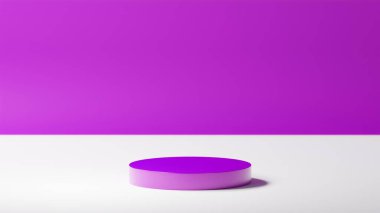 izole edilmiş menekşe taban podyumu, menekşe ve beyaz renk paleti arka plan olarak, ürün yerleştirme
