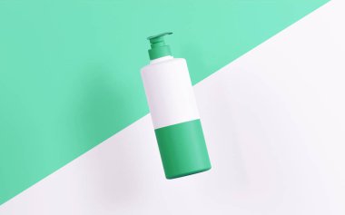 Diroset kapaklı losyon şişesi pompası. beyaz ve diroset kollu bu şişe pompası kaplayan, köşegen beyaz ve diroset arka plan üzerinde yüzen