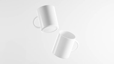 Pale Peach arka planında duble beyaz bardaklar, beyaz kupalar.