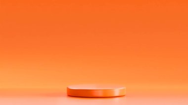 izole edilmiş yuvarlak balkabağı turuncu 3d tahtası Balkabağı turuncu arka planda, 3d podyum balkabağı turuncu renkte