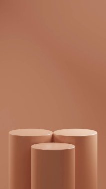 Somon renginde 3 podyum Somon arka planının önüne yerleştirildi. Önlerindeki 1 podyumdan 2 podyum daha yüksektir. Ürün yerleştirme için podyum.