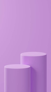 Leylak rengi üzerine iki yatay podyum, leylak arkaplan üzerine kurulmuş. Fotoğraf: Stüdyo 2 Podyum