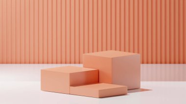 Açık Somon renginde 3 küp, beyaz temel renk, soyulmuş Light Somon arkaplanı