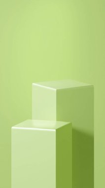 Bir çift kireç rengi sütun dikdörtgen şekilli ve yumuşak, kıvrımlı kenarlı olarak tasarlanmıştır.