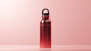 Metalik bir Sierra Vista 'da modern parlak bir içki şişesi ve sade bir somon şeftalisi arka planının üzerine siyah bir kapak kurulmuş.