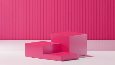 Yakut renginde 3 küp, beyaz temel renk, soyulmuş yakut arkaplan