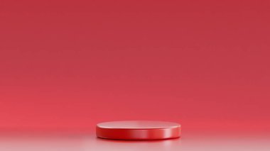 isolated rounded 3d board on Amaranth Red color placed on Amaranth Red background, rounded podium on Amaranth Red color