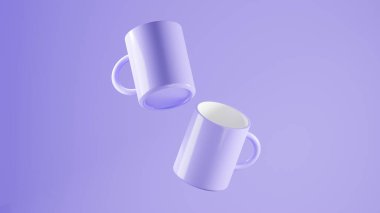 Portage 'ın arka planında yüzen duble Portage kupaları. parlak stüdyo ışıkları