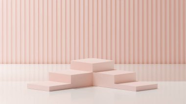 Malibu Şeftalisi 'nde beyaz bir üste çift katlı küp podyumu. Malibu Şeftali dikdörtgen desenli bir arkaplan