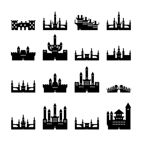 Ensemble châteaux silhouette — Image vectorielle