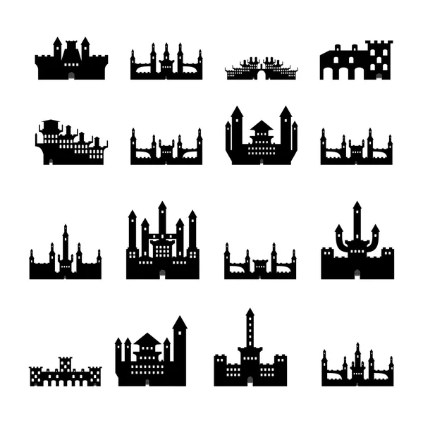 Ensemble châteaux silhouette — Image vectorielle