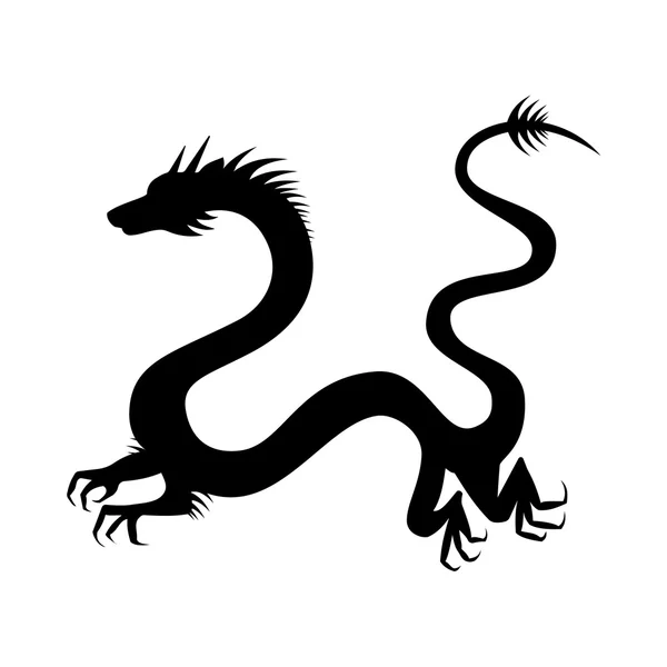 Silhouette dragon chinois — Image vectorielle