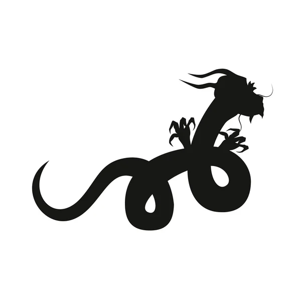 Silhouette dragon chinois — Image vectorielle