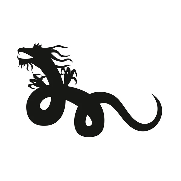 Silhouette dragon chinois — Image vectorielle