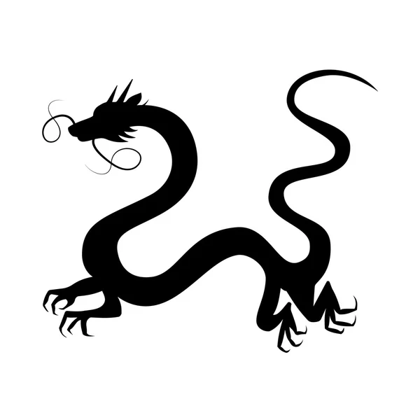 Silhouette dragon chinois — Image vectorielle