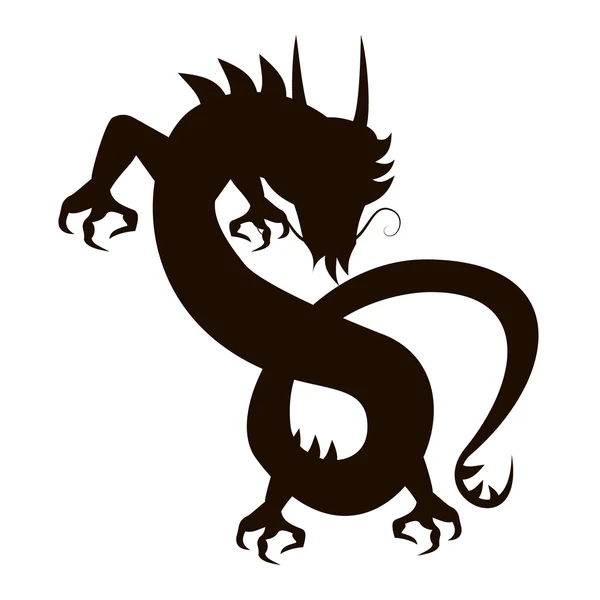 Silueta de dragón chino — Archivo Imágenes Vectoriales