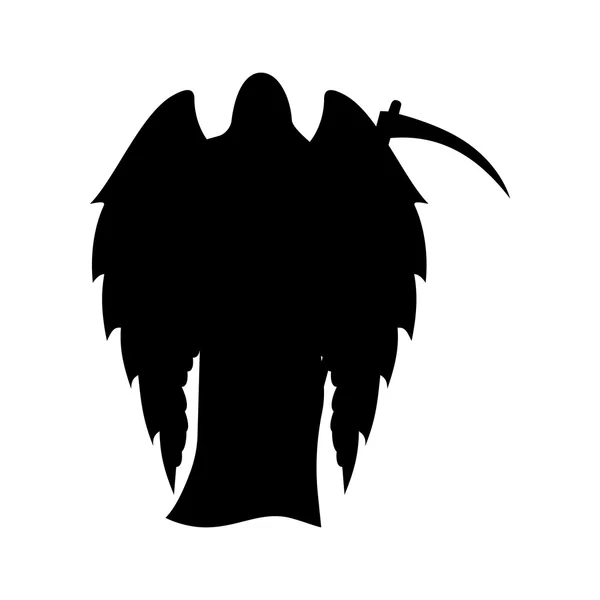 Winged death with a scythe silhouette — Stock Vector