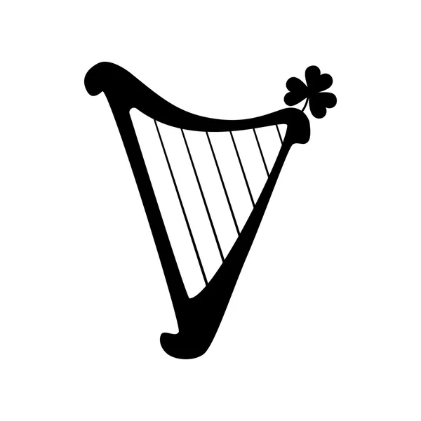 Icône silhouette harpe shamrock — Image vectorielle