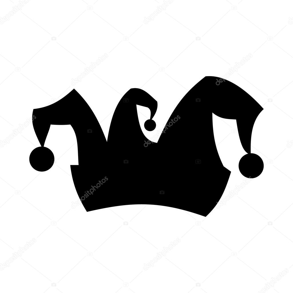 Cap jester silhouette isolated on white background