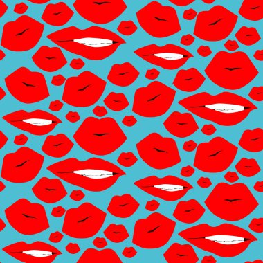 Dudaklar seamless modeli. Kozmetik ve makyaj