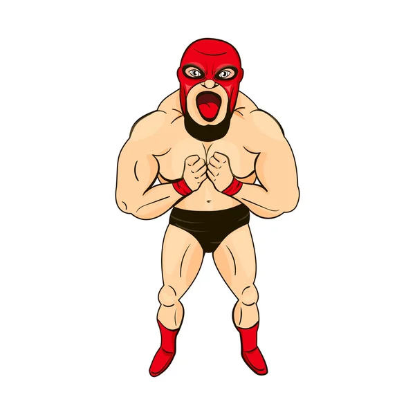 Mexikanischer Wrestler im Cartoon-Stil, Charakter — Stockvektor