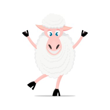 Çizgi film koyun şirin poz ve duygu.