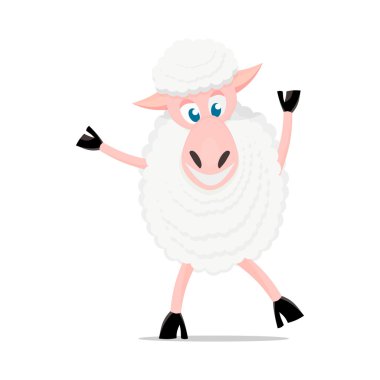 Çizgi film koyun şirin poz ve duygu.