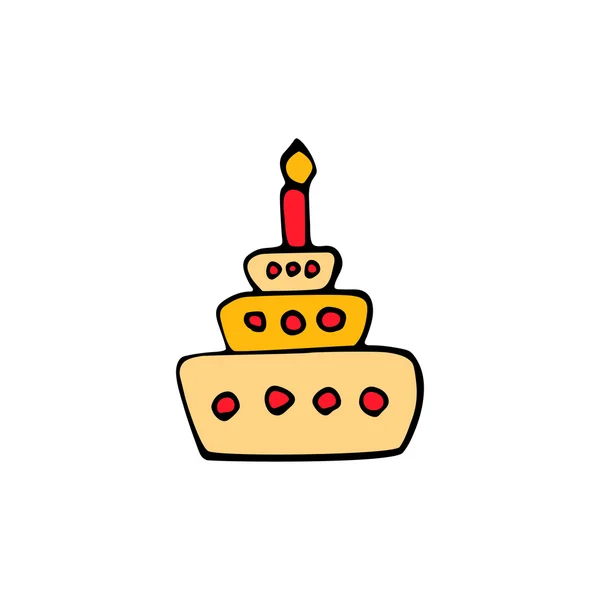 Tarta de cumpleaños icono web aislado sobre fondo blanco . — Vector de stock