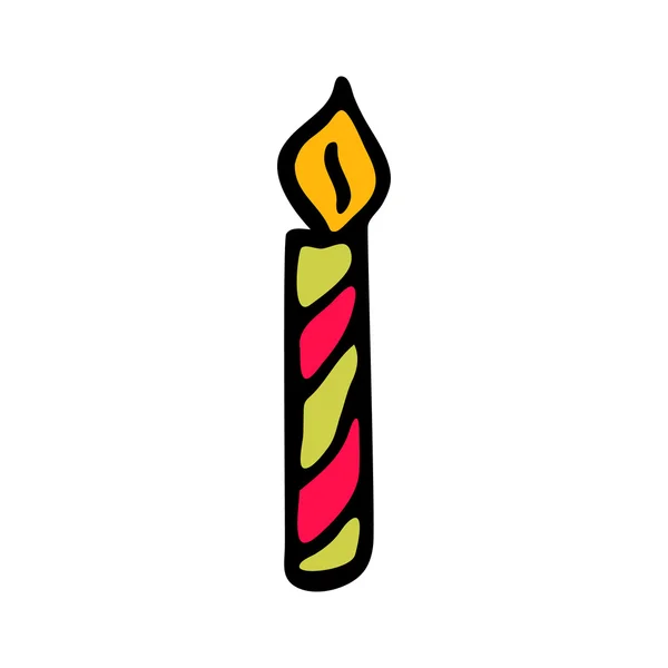 Kerze Symbol isoliert auf weißem Hintergrund im Stil Hand zeichnen — Stockvektor