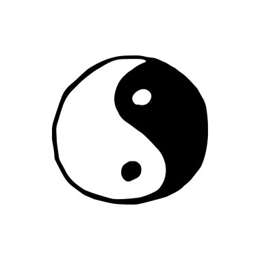 Beyaz arka plan üzerinde izole Ying yang sembolü simgesi