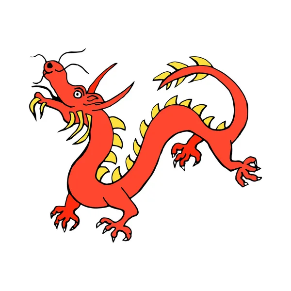 Papier rouge Dragon Chine icône des symboles du zodiaque isolé sur fond blanc — Image vectorielle