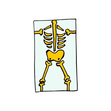 x ışını iskelet Roentgen simgesi beyaz arka plan üzerinde izole