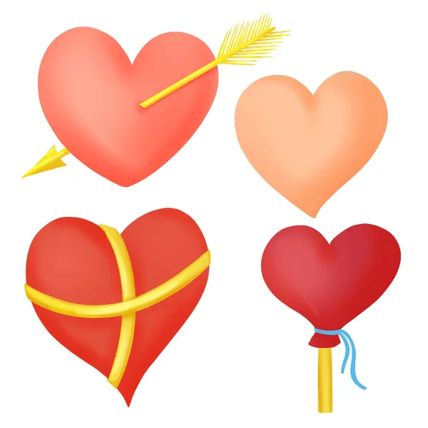 Corazón de San Valentín, colección de corazón de amor dibujado a mano. — Foto de Stock