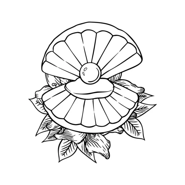 Seashell s lilií tenké čáry ikony, zvíře a pod vodou, shell znamení vektorové grafiky, lineární vzor na bílém pozadí, eps 10. — Stockový vektor