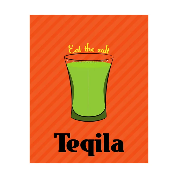 Affisch med bilden av tequila på orange bakgrund — Stock vektor
