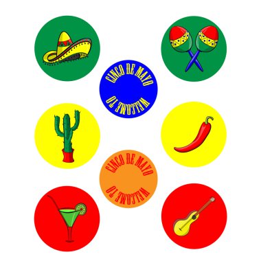 vektör siyah Meksika Icons set