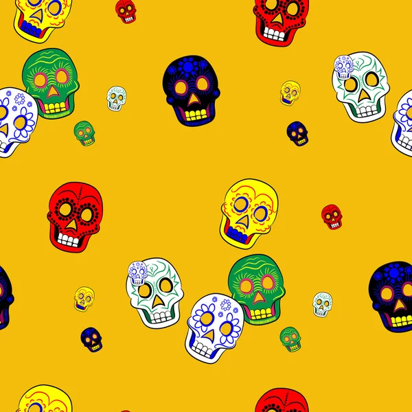 Kleurrijke Mexicaanse dag van de dode naadloze patroon Dia de Los Muertos Festival — Stockvector