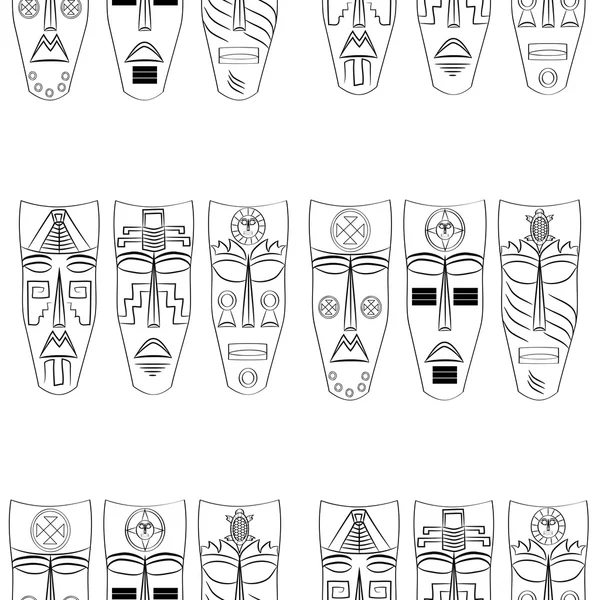 Máscaras incas. Patrón de fondo sin costuras . — Archivo Imágenes Vectoriales