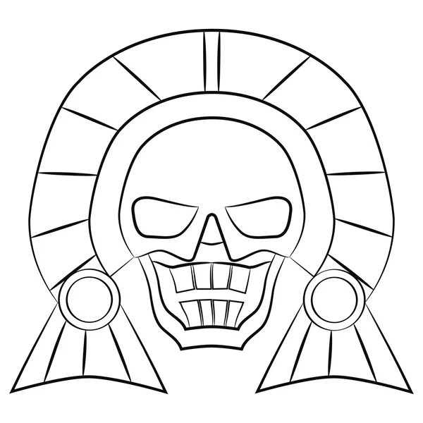 Schwarz-weiße Maske aztekischer Vorfahren Mexikos auf weißem Hintergrund — Stockvektor