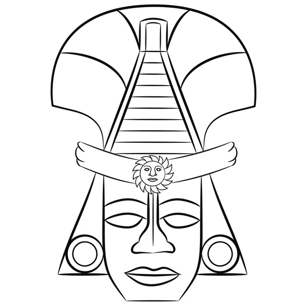 Черно-белые предки ацтеков в маске Мексики на белом фоне — стоковый вектор