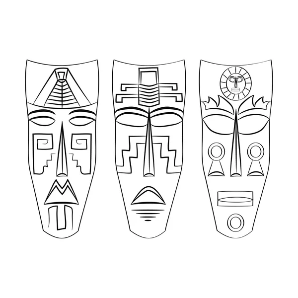 Black and white Mask Aztec ancestors of Mexico on a white background — Stock Vector